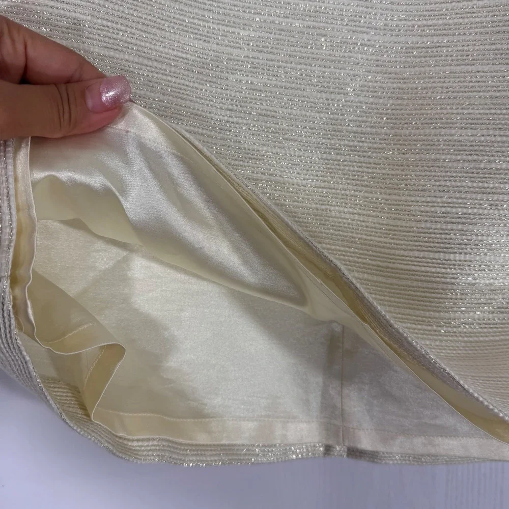 Anthropologie x‎ Paper Crown Shimmered Cressida Ivory Gold A-Line Skirt Size 4